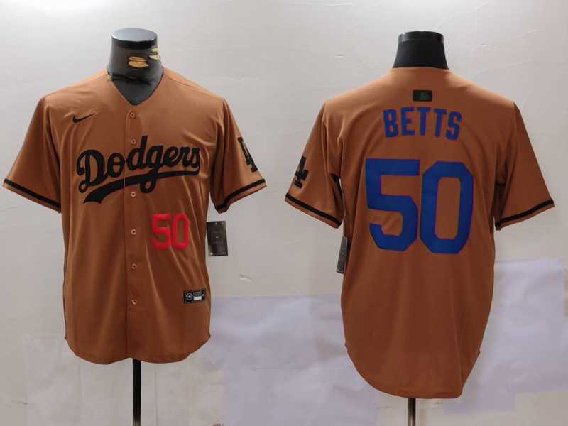 Men%27s Los Angeles Dodgers #50 Mookie Betts Number Olive Cool Base Limited Stitched Jersey->los angeles dodgers->MLB Jersey